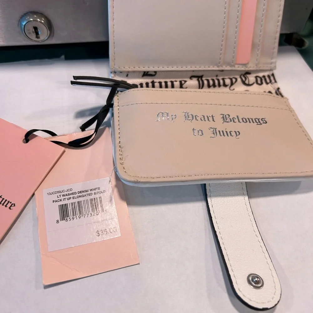Juicy Couture Denim Blue and Cream Card Holder